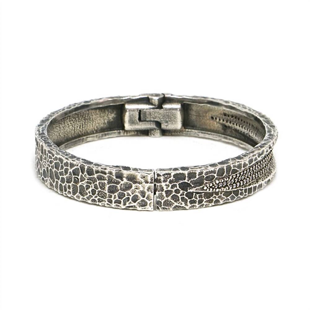 NEW TAT2 DESIGNS women's vintage velen crystal inlay bangle in silver